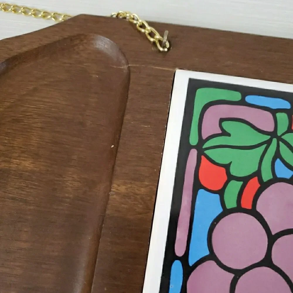 Vintage Charcuterie Board w/ Knife Cheese Platter Oval Wood Tray MCM